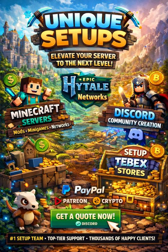 Unique Setups services: Minecraft setups, plugins, mods and server configuration